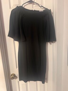 Eloquii Black Flutter-Sleeve Midi Sheath Dress